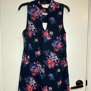 Lightly Used Skies Are Blue Navy, Pink, and Purple Floral Dress Size M